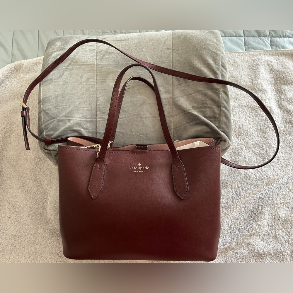 Kate Spade Triple Compartment Tote w/Crossbody Strap  - Harper - Cherrywood